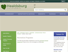 Tablet Screenshot of healdsburgparksandrec.org